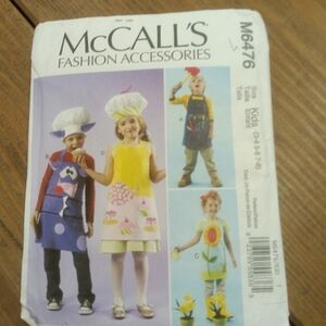 McCall's Sewing Pattern M6476 Kid's Aprons & Chef's Hats Size 3-8 Uncut Boy Girl